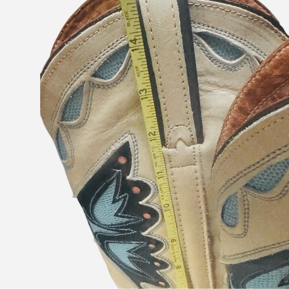 Y2K Miss Capezio NOS Womens 8M Western Boots Off White Leather Butterfly Inlay - Picture 6 of 10